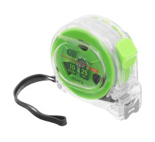 Рулетка Кварц,прозрачный корпус,амортизатор,10 м х 25 мм Сибртех
