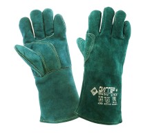 Краги ДИГГЕР+ спилковые зеленые с кевларовой нитью (КРА012)