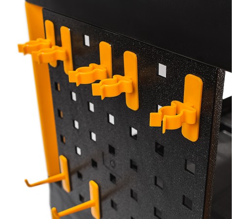 RUNTEC RT-PP3 Тележка с тремя открытыми полками (перфорированная боковина с крючками), черная