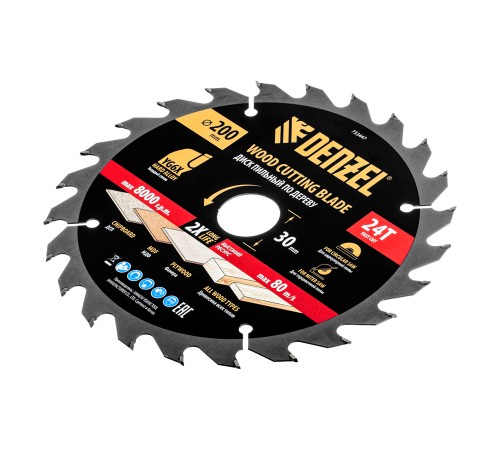 Пильный диск по дереву ф200 х 30 мм, 24 зубьев Denzel