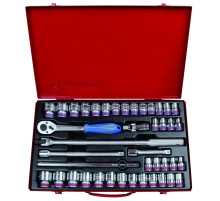 Набор торцевых головок с принадлежностями 1/2", шестигранные, 10-32 мм, 5/16"-1-1/4", 42 предмета KING TONY 4542CR02