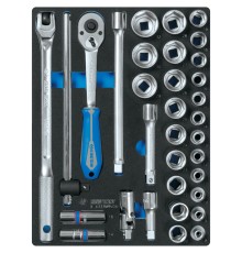 Набор торцевых головок 1/2" с принадлежностями, шестигранные, ложемент, 33 предмета KING TONY 9-4333MRV04 Набор торцевых головок 1/2" с принадлежностями, шестигранные, ложемент, 33 предмета KING TONY 9-4333MRV04