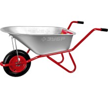 ЗУБР Т-11, 90 л, 160 кг, одноколесная, пневматическое колесо, садово-строительная тачка (39962)