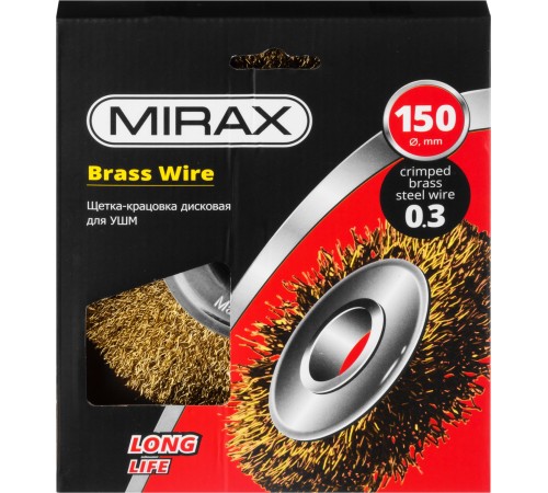 MIRAX Ø 150 мм, щетка-крацовка дисковая для УШМ 35141-150 MIRAX Ø 150 мм, щетка-крацовка дисковая для УШМ 35141-150