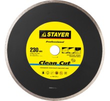 STAYER Clean Cut, 230 мм, (22.2 мм, 5 х 2.4 мм), сплошной алмазный диск, Professional (3664-230)