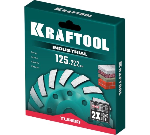 KRAFTOOL Turbo, d 125 мм, сегментная алмазная шлифовальная чашка (33368-125)