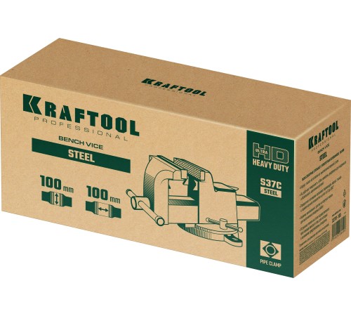 KRAFTOOL Steel, 100 мм, стальные слесарные тиски (32701-100) KRAFTOOL Steel, 100 мм, стальные слесарные тиски (32701-100)