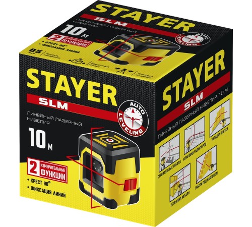 STAYER 10 м, точн. +/-0,5 мм/м, нивелир лазерный SLM 34961 STAYER 10 м, точн. +/-0,5 мм/м, нивелир лазерный SLM 34961