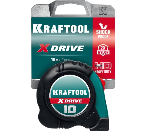 KRAFTOOL 10 м х 25 мм, ударостойкий обрезиненный корпус, рулетка X-Drive 34122-10 KRAFTOOL 10 м х 25 мм, ударостойкий обрезиненный корпус, рулетка X-Drive 34122-10