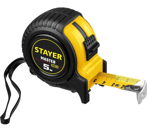 STAYER 5 м х 25 мм, ударостойкий, обрезиненный корпус, рулетка 34025-05-25 STAYER 5 м х 25 мм, ударостойкий, обрезиненный корпус, рулетка 34025-05-25