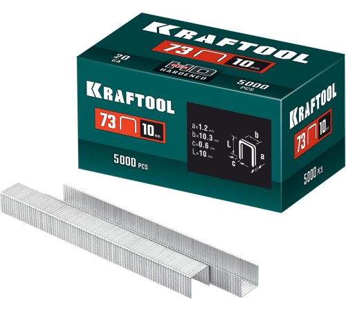 KRAFTOOL 10 мм, тип 73, 5000 шт, скобы для плайера (31773-10) KRAFTOOL 10 мм, тип 73, 5000 шт, скобы для плайера (31773-10)