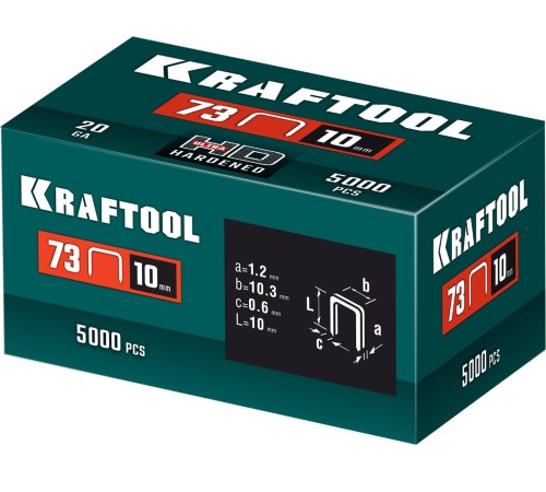 KRAFTOOL 10 мм, тип 73, 5000 шт, скобы для плайера (31773-10) KRAFTOOL 10 мм, тип 73, 5000 шт, скобы для плайера (31773-10)