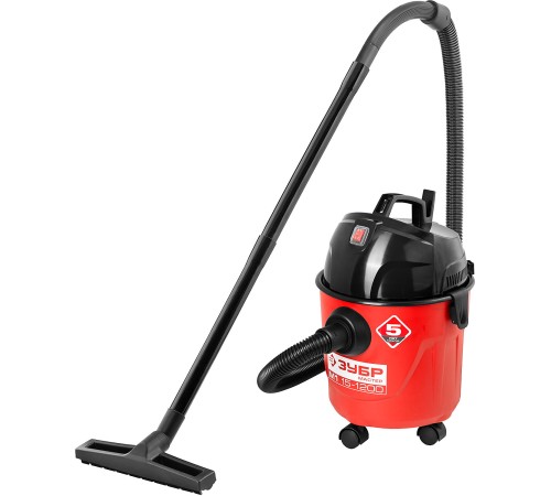 ЗУБР 1200 Вт, пылесос хозяйственный для сухой и влажной уборки ПУ-15-1200 М1 Мастер