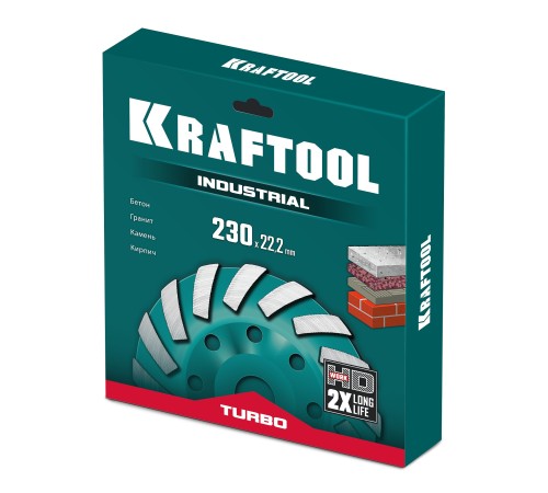 KRAFTOOL Turbo d 230 мм, сегментная алмазная чашка, INDUSTRIAL (33368-230) KRAFTOOL Turbo d 230 мм, сегментная алмазная чашка, INDUSTRIAL (33368-230)