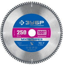 ЗУБР Мультирез, 250 x 30 мм, 100Т, пильный диск по алюминию, Профессионал (36907-250-30-100)