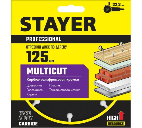 STAYER Ø 125 мм, отрезной диск для УШМ 36860-125