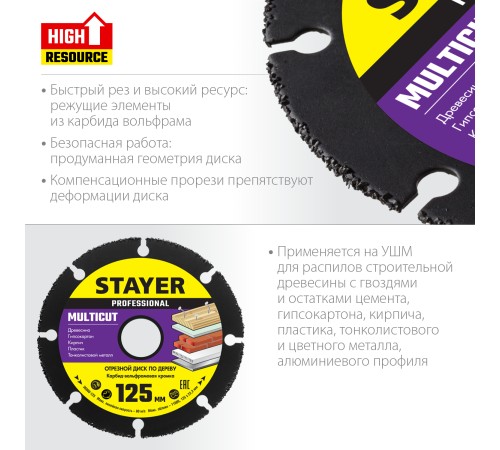 STAYER Ø 125 мм, отрезной диск для УШМ 36860-125