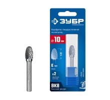 ЗУБР 10х16 мм, тип E (овал, радиус 4.0 мм), хв-к 6 мм, твердосплавная борфреза, ПРОФЕССИОНАЛ (28804-10-16)