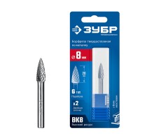 ЗУБР 8х20 мм, тип G (парабола с острым углом), хв-к 6 мм, твердосплавная борфреза, ПРОФЕССИОНАЛ (28806-8-20)