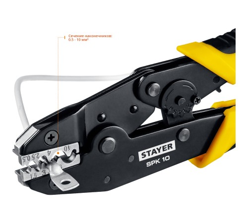 STAYER 0.5-10 мм², для медных наконечников и гильз, пресс-клещи 45440 Professional STAYER 0.5-10 мм², для медных наконечников и гильз, пресс-клещи 45440 Professional
