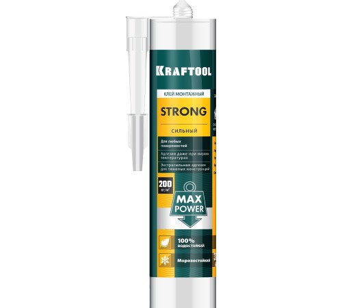 KRAFTOOL 310 мл, белый, суперсильный монтажный клей (41343) KRAFTOOL 310 мл, белый, суперсильный монтажный клей (41343)