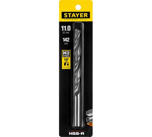 STAYER Ø 11 х 142 мм, сверло спиральное по металлу 29602-11 Professional STAYER Ø 11 х 142 мм, сверло спиральное по металлу 29602-11 Professional