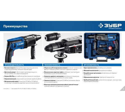 ЗУБР 26 мм, 850 Вт, перфоратор SDS Plus, Профессионал (ЗП-2680)