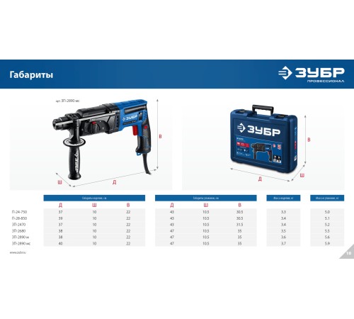 ЗУБР 26 мм, 850 Вт, перфоратор SDS Plus, Профессионал (ЗП-2680)