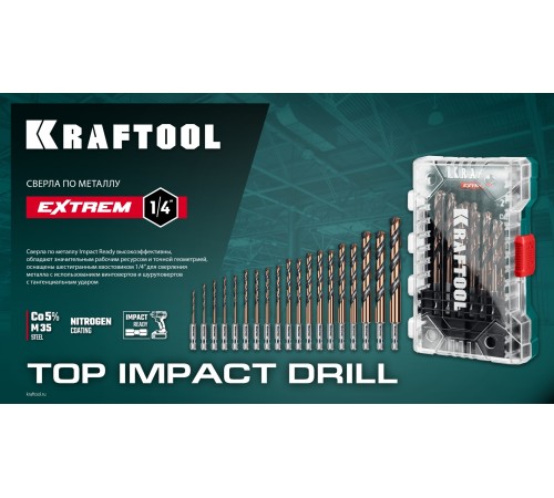 KRAFTOOL НЕХ-1/4″, d 3,0 х 72 мм, сверло по металлу для винтовёртов и шуруповертов IMPACT READY (29652-3)