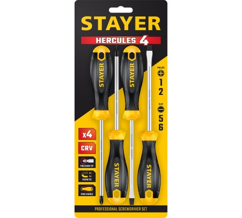 STAYER 4 шт, набор отверток Hercules-4 2513-H4_z02