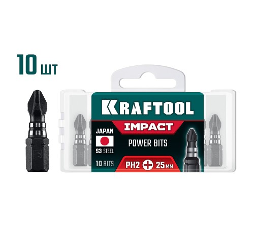 KRAFTOOL Impact PH 2, 25 мм, 10 шт, ударные биты (26191-2-25-S10) KRAFTOOL Impact PH 2, 25 мм, 10 шт, ударные биты (26191-2-25-S10)