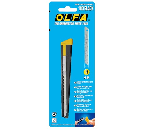 OLFA 9 мм, сегментированное лезвие, автофиксатор, нож OL-180-BLACK