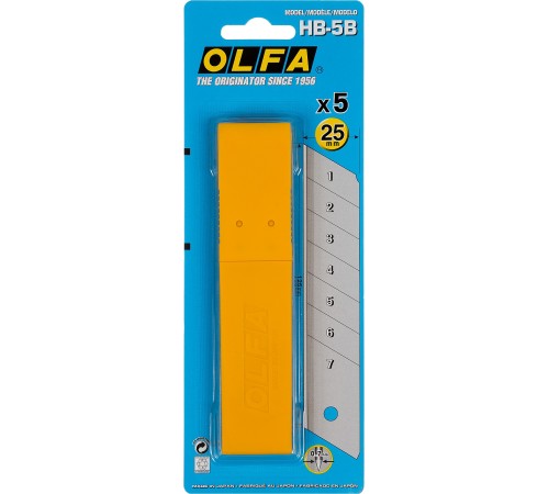 OLFA 25 мм, 5 шт., лезвия сегментированные OL-HB-5B OLFA 25 мм, 5 шт., лезвия сегментированные OL-HB-5B