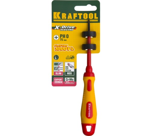 KRAFTOOL PH0х60 мм, отвертка высоковольтная 250084-0-060 KRAFTOOL PH0х60 мм, отвертка высоковольтная 250084-0-060