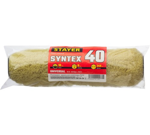 STAYER 240 мм, Ø40 мм, полиакрил, ролик сменный 0219-24_z01 STAYER 240 мм, Ø40 мм, полиакрил, ролик сменный 0219-24_z01
