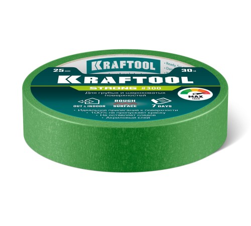 KRAFTOOL #300 Strong 25 мм х 30 м, для грубых и шероховатых поверхностей, малярная лента (12103-25) KRAFTOOL #300 Strong 25 мм х 30 м, для грубых и шероховатых поверхностей, малярная лента (12103-25)