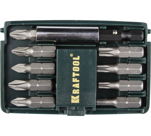KRAFTOOL 10 шт., кейс пластиковый, набор битов COMPACT-10 26130-H10