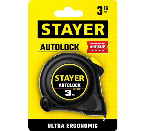 STAYER 3 м х 16 мм, с автостопом рулетка 2-34126-03-16_z02 STAYER 3 м х 16 мм, с автостопом рулетка 2-34126-03-16_z02