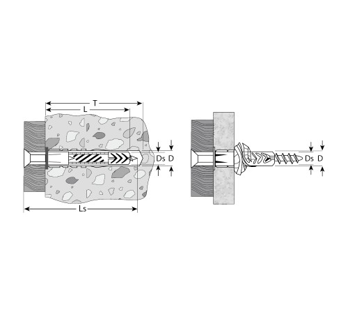 ЗУБР 71 x 12 мм, 6 шт., дюбели универсальные в комплекте с саморезами 4-301206-12-071
