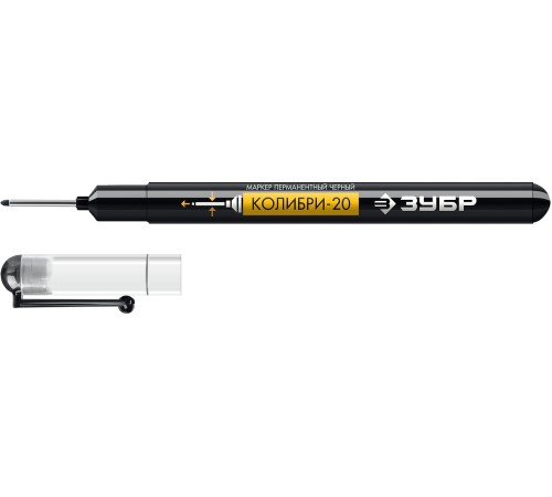 ЗУБР Колибри-20 черный, наконечник L 20 мм, ᴓ 2 мм, перманентный маркер для отверстий (06328-2)