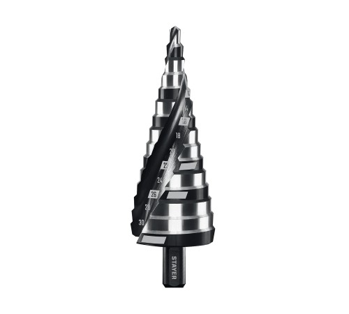 STAYER Pro-Max 4-32мм, 15 ступеней, винтовая спираль, сверло ступенчатое (29661-4-32-15) STAYER Pro-Max 4-32мм, 15 ступеней, винтовая спираль, сверло ступенчатое (29661-4-32-15)