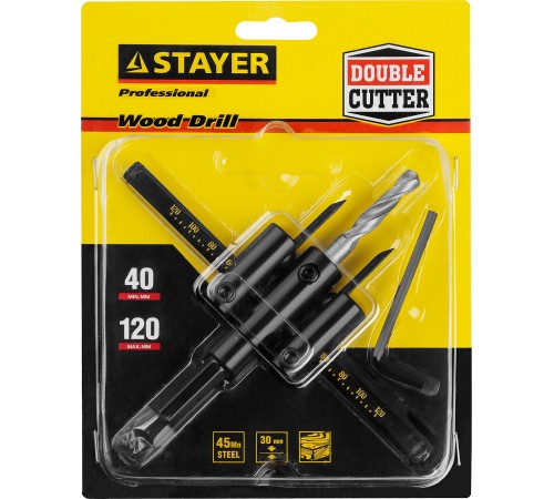 STAYER 30-120 мм, двурезцовое, по дереву, сверло регулируемое  STAYER 30-120 мм, двурезцовое, по дереву, сверло регулируемое