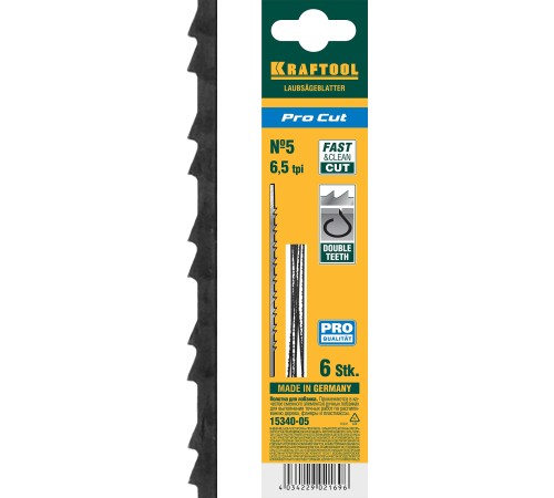 KRAFTOOL 130 мм, 6 шт., полотна для лобзика 15340-05 KRAFTOOL 130 мм, 6 шт., полотна для лобзика 15340-05