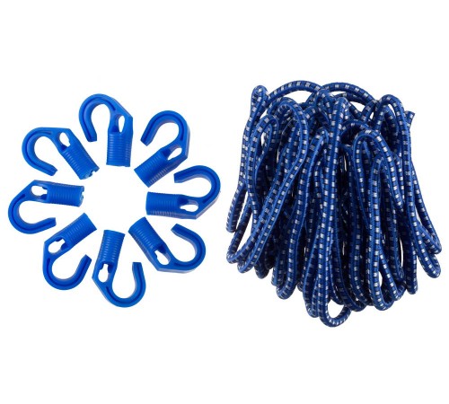 ЗУБР 8 переставных крюков, 10 м, 8 мм, набор: шнур резиновый крепежный 40511