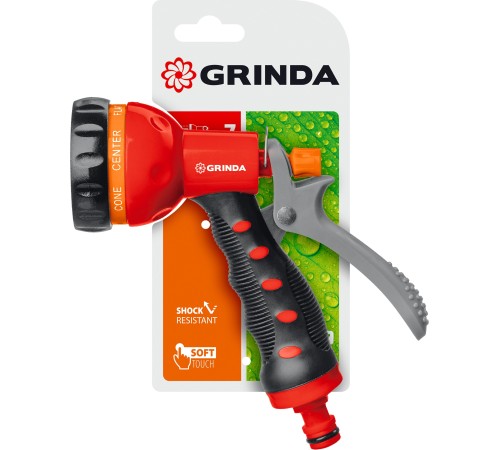 GRINDA 7 режимов, пластиковый с TPR, пистолет поливочный T-7 8-427185 GRINDA 7 режимов, пластиковый с TPR, пистолет поливочный T-7 8-427185