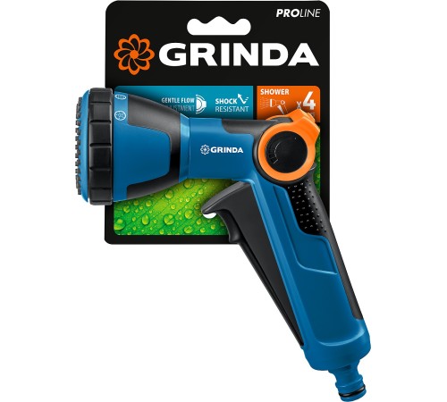 GRINDA 4 режима, душевой, курок спереди, двухкомпонентный с регулятором напора, пистолет поливочный X-S 429165 PROLine GRINDA 4 режима, душевой, курок спереди, двухкомпонентный с регулятором напора, пистолет поливочный X-S 429165 PROLine
