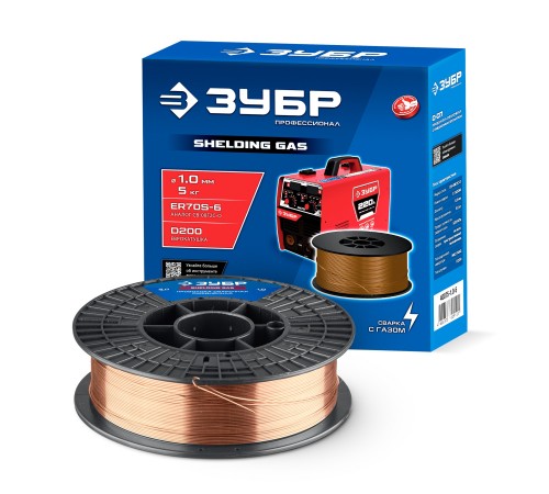 ЗУБР О-СП, d 1.0 мм, 5 кг, омеднённая сварочная проволока, тип ER70S-6 (аналог Св-08Г2С-О), Профессионал (40075-1.0-5)