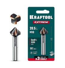 KRAFTOOL EXTREME Со5-А, d 20.5 х 63 мм, сталь M35, U-образная спираль, для раззенковки М10, Конусный зенкер (29734-10)