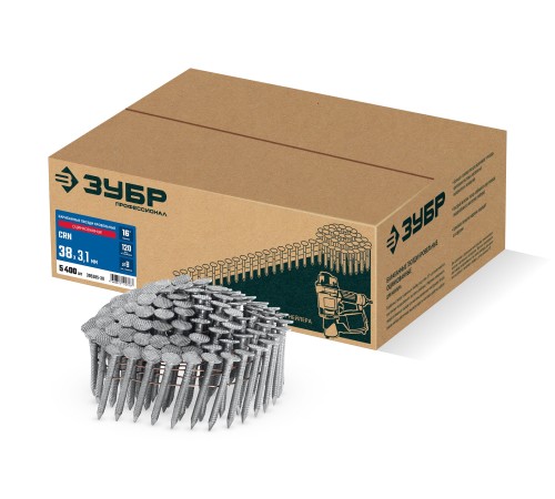 ЗУБР CRN 38 х 3.1 мм, барабанные гвозди кровельные оцинкованные, 5400 шт (305385-38)