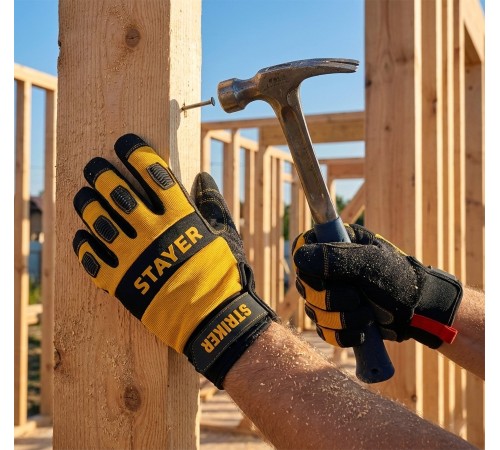 STAYER STRIKER р.L (9), комбинированные перчатки для тяжелых механических работ (11410-L)